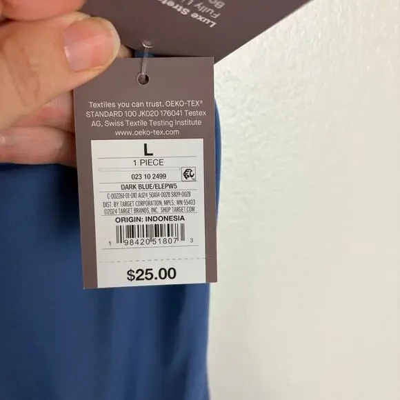 Auden Bodysuit Size Large Low Back High Neck Blue NWT - Picture 6 of 6